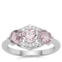 Burmese Pink Spinel Ring with White Zircon in Sterling Silver 2.06cts