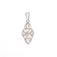 Peach Morganite Pendant with White Zircon in Sterling Silver 1.35cts