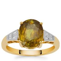Ambilobe Sphene Ring with Diamond in 18K Gold 4.30cts