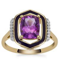 Moroccan Amethyst Ring with White Zircon in 9K Gold 2.10cts