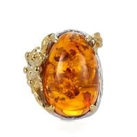 Baltic Cognac Amber Ring in Two Tone Sterling Silver (25 x 17mm)
