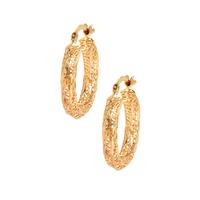 9K Gold Diamond Cut Mesh Creole Earrings 1.90g