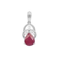 John Saul Ruby Pendant with White Zircon in Sterling Silver 2.45cts