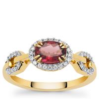 Congo Pink Tourmaline Ring with White Zircon in 9K Gold 1.05cts