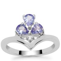 Tanzanite Ring with White Zircon in Sterling Silver 0.85ct