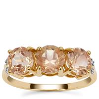 Padparadscha Oregon Sunstone Ring with Diamond in 9K Gold 2.40cts
