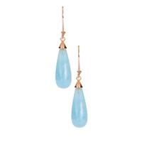 Aquamarine Earrings in Rose Gold Tone Sterling Silver 16cts