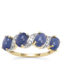 Burmese Blue Sapphire Ring with White Zircon in 9K Gold 3.25cts