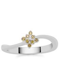 Yellow Diamond Ring in Sterling Silver 0.10ct
