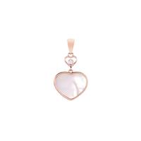 Mother of Pearl Pendant with White Zircon in Rose Gold Tone Sterling Silver (14mm x 12mm)