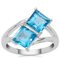 Swiss Blue Topaz Ring in Sterling Silver 3.41cts