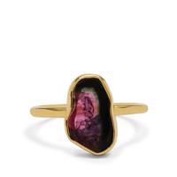 Watermelon Tourmaline Ring in Gold Plated Sterling Silver 2.70cts
