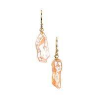 Naturally Papaya Baroque Cultured Pearl Earrings in Gold Tone Sterling Silver (19mm x 7.30mm)