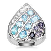 2.69ct Oceanic Sterling Silver Shades Ring