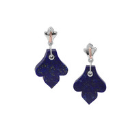 Sar-i-Sang Lapis Lazuli Earrings in Two Tone Gold Plated Sterling Silver 21.66cts