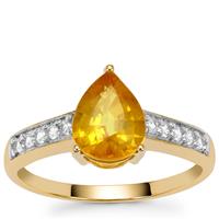 Bang Kacha Yellow Sapphire Ring with White Zircon in 9K Gold 2.20cts