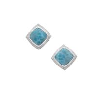 Larimar Earrings with White Zircon in Sterling Silver 9.80cts