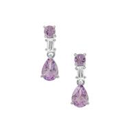 Moroccan Amethyst Earrings with White Zircon in Sterling Silver 1.85cts