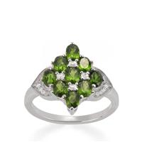 Chrome Diopside Ring with White Topaz in Sterling Silver 2.71cts