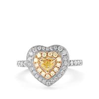 Yellow Diamonds Ring with White Diamonds in 14K Two Tone Gold 0.93ct