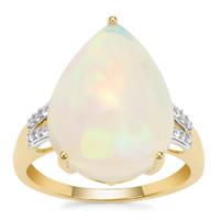 Ethiopian Opal Ring with White Zircon in 9K Gold 7cts
