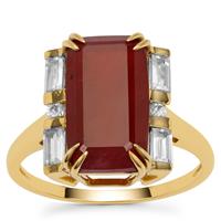 Malagasy Ruby Ring with White Zircon in 9K Gold 9.45cts (F)