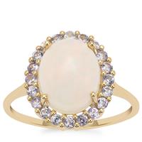 Ethiopian Opal Ring with Tanzanite in 9K Gold 2.65cts