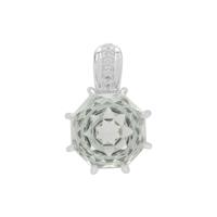 Efflorescence Prasiolite Pendant with White Zircon in Sterling Silver 2.94cts