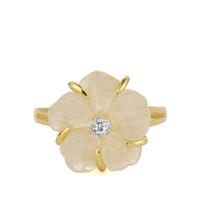 Branca Onyx Ring with White Topaz in Gold Flash Sterling Silver 5.59cts