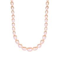 Apricot Cultured Pearl Necklace in Sterling Silver