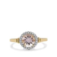 Nigerian Morganite Ring with White Zircon in 9K Gold 1.30cts