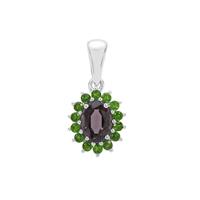 Mogok Silver Spinel Pendant with Chrome Diopside in Sterling Silver 1.26cts