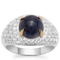 Bharat Sapphire Ring with White Zircon in Sterling Silver 5.65cts