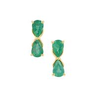 Zambian Emerald Earrings in 9K Gold 1.45cts