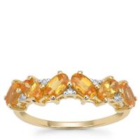 Namibian Mandarin Garnet Ring with Diamond in 9K Gold 1.80cts