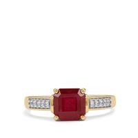 Malagasy Ruby Ring with White Zircon in 9K Gold 2.50cts (F)
