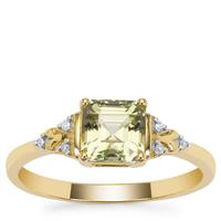 Asscher Cut Csarite® Ring with Diamond in 9K Gold 1.35cts