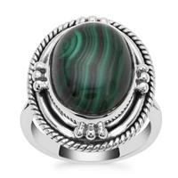 Malachite Ring in Sterling Silver 12cts