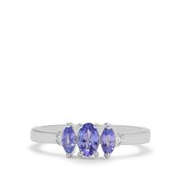 A Tanzanite Ring with White Zircon in Sterling Silver 1.20cts