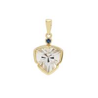 Lehrer Infinity Cut White Topaz Pendant with Ceylon Blue Sapphire in 9K Gold 7.15cts