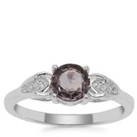 Burmese Spinel Ring with White Zircon in Sterling Silver 1.03cts