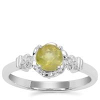 Ambilobe Sphene Ring with White Zircon in Sterling Silver 0.83ct