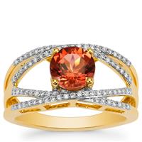 Congo Red Tourmaline Ring with Diamond in 18K Gold 1.70cts