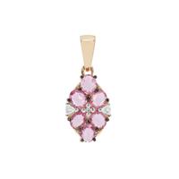 Rose cut Sakaraha Pink Sapphire Pendant with White Zircon in 9K Gold 1.16cts