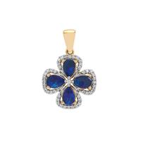 Crystal Opal on Ironstone Pendant with White Zircon in 9K Gold 1.80cts