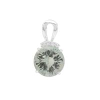 Polka Cut Prasiolite Pendant with White Zircon in Sterling Silver 3.40cts