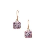 Rose De France Amethyst Earrings with White Zircon in Rose Gold Plated Sterling Silver 8.85cts