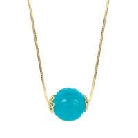 Amazonite Necklace in Gold Tone Sterling Silver 14cts 