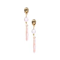 Baroque Cultured Pearl Earrings  in Gold Tone Sterling Silver