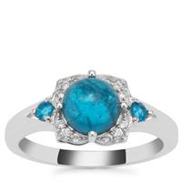 Neon Apatite Ring with White Zircon in Sterling Silver 1.95cts